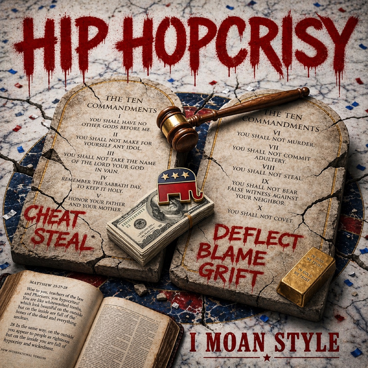 Hip-Hopcrisy album cover — I Moan Style — political satire hip-hop single 2026